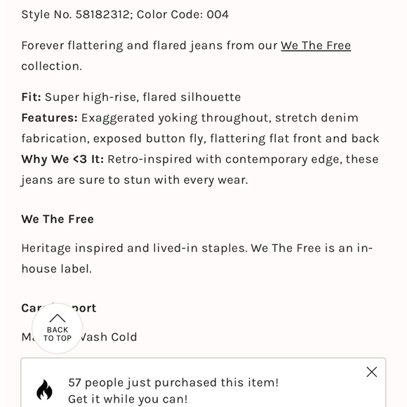 Free People/We The Free, Jayde Flare Jean in Light Grey, Size 27, Bleach Stain - Picture 9 of 9